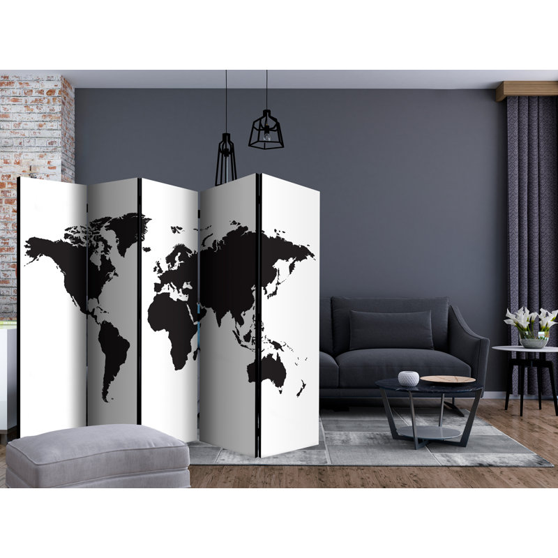 225cm W x 172cm H 5 - Panel Solid Wood Folding Room Divider