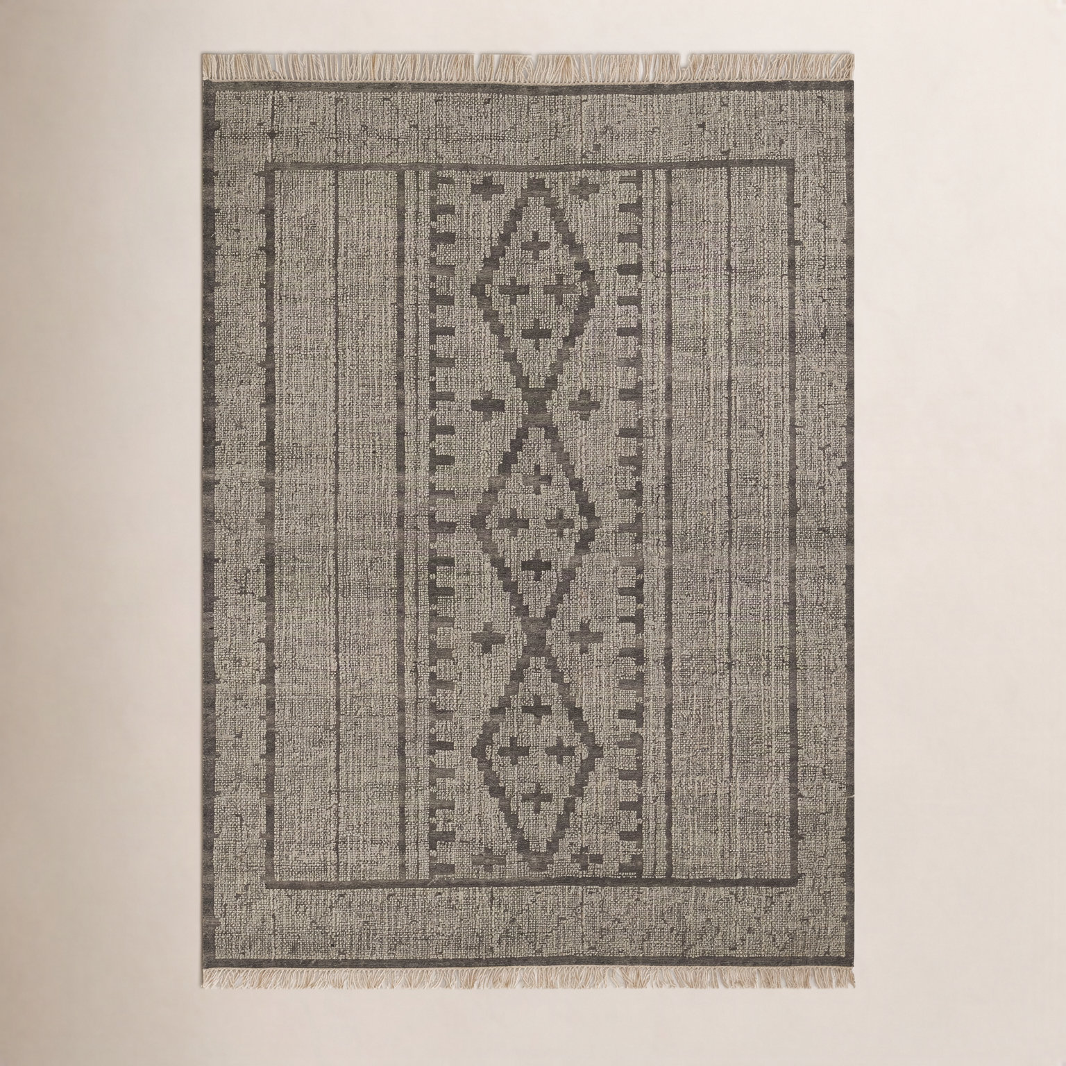 Messina Gray Brown Hand-Woven Wool Rug, Rectangle 9' x 12'