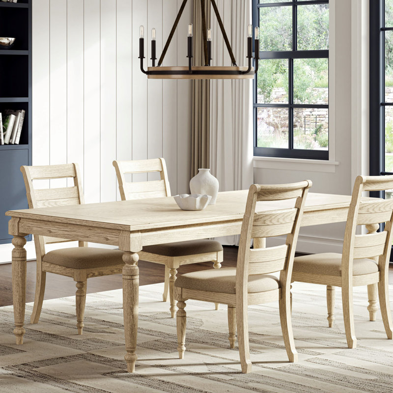 Table avec feuille - Blanc délavé
