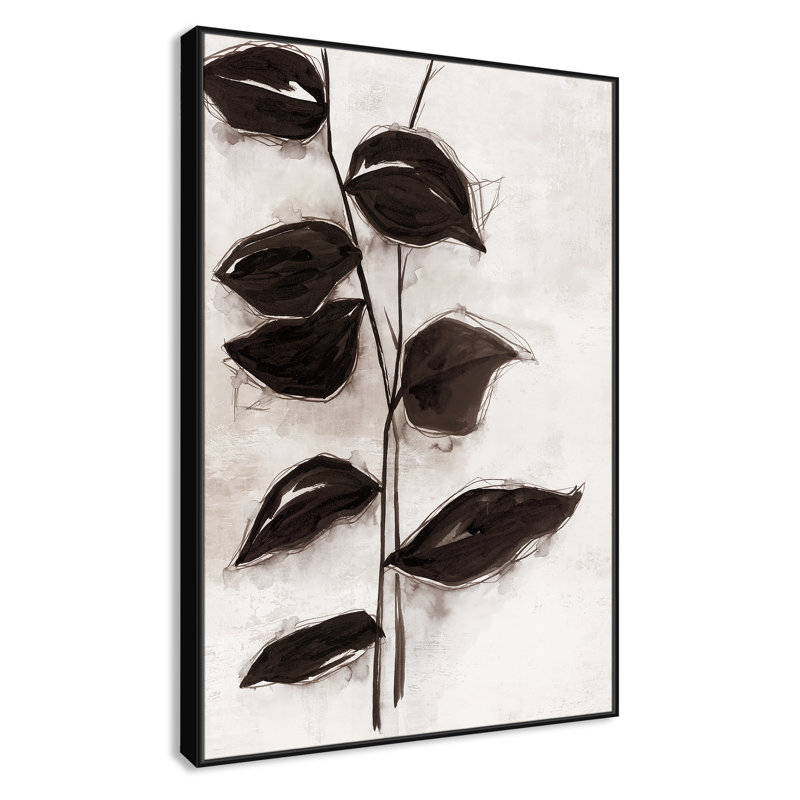 Feuilles I - Toile à cadre flottant, Cadre noir, H 61,5 po x l 41,5 po x P 2 po