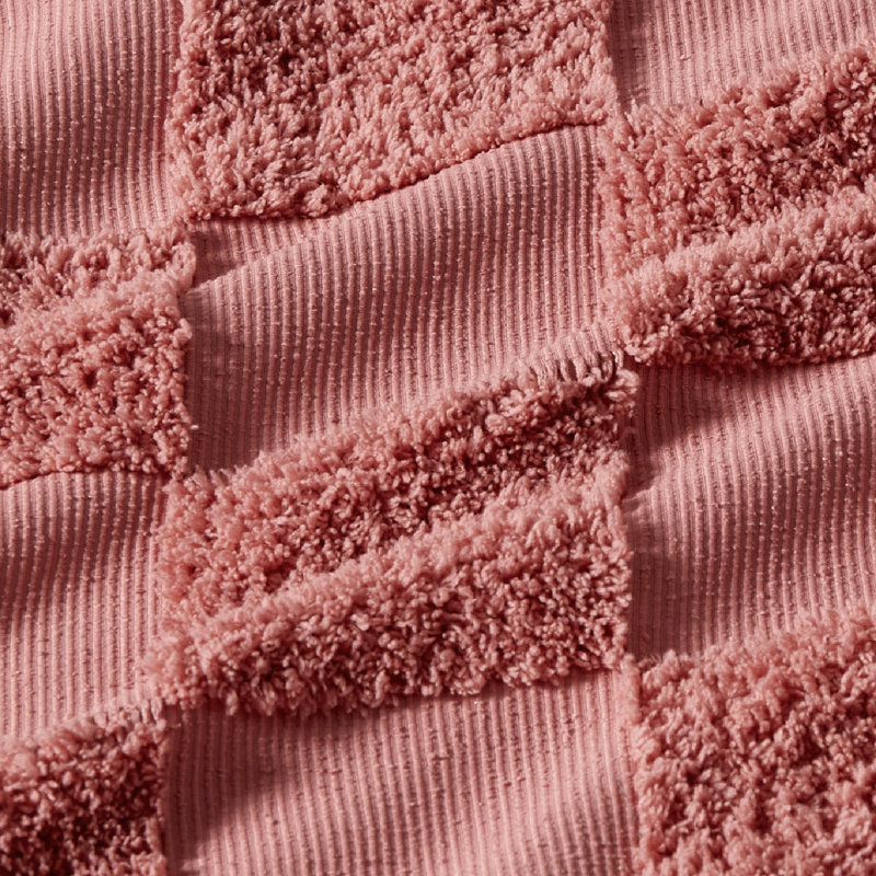 Ensemble d'édredon simple Literie rose grisâtre, ensemble de lit capitonné Boho, literie à carreaux de style Shabby Chic, 2 pièces, 1 édredon géométrique écossais et 1 taie décorative