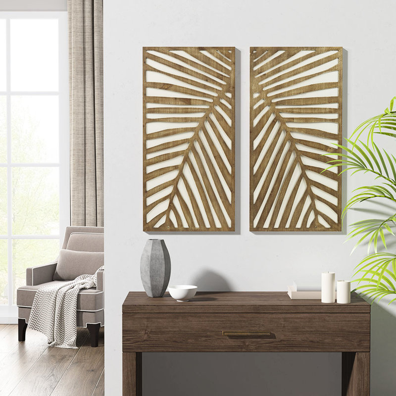 Art mural à deux tons avec ornement de feuille pour la décoration intérieure