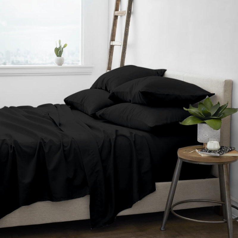 Ensemble de draps en micro-fibre, Très grand, Noir