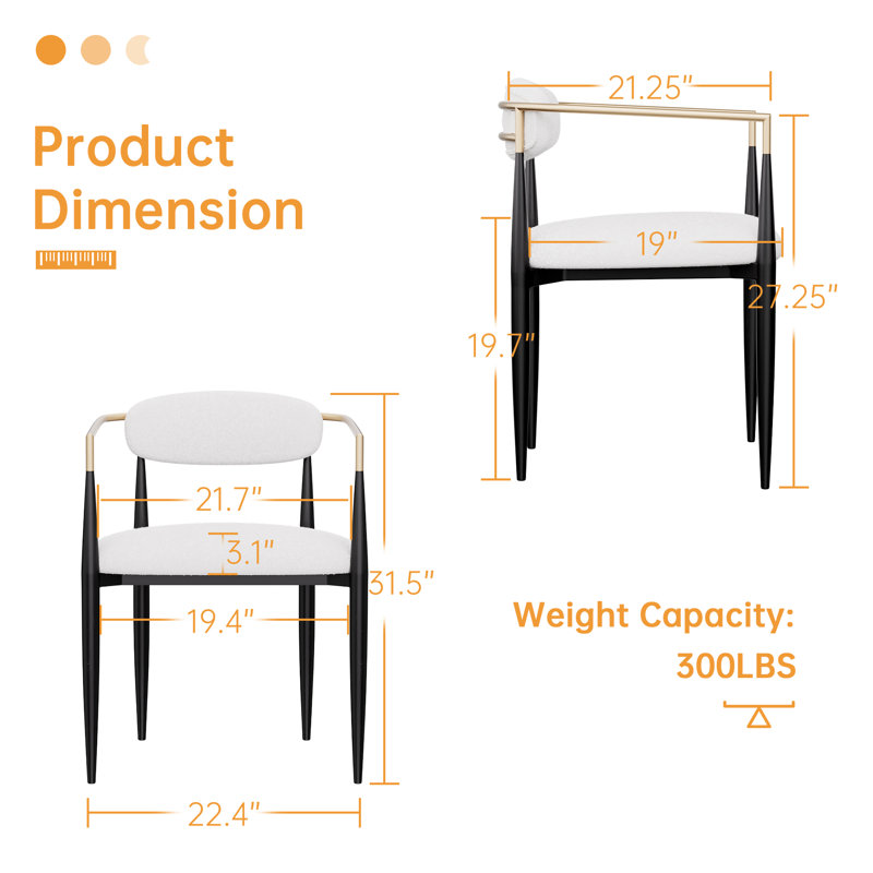 Chaises de salle à manger rembourrées Boucle, Beige