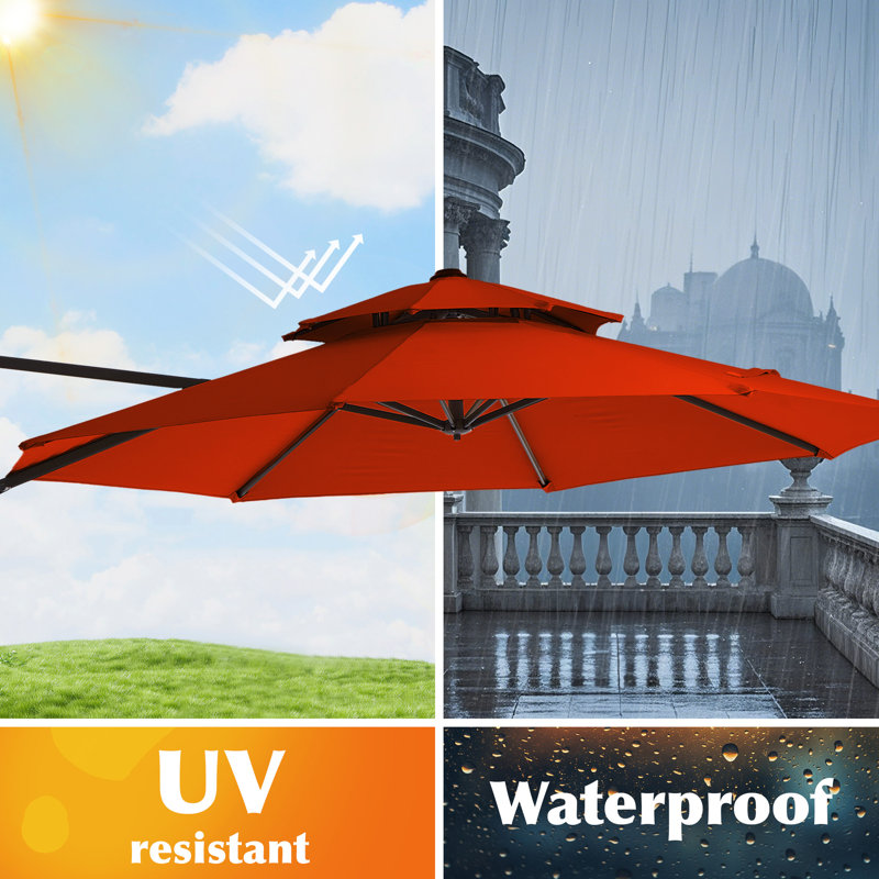 Parasol en porte-à-faux Pulk, L 156 po x P 156 po, Purée de citrouille
