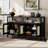 Bohemian Style Rattan Buffet Storage Cabinet With Solid Wood Frame, Adjustable Shelves, And No-Handle Push-To-Open Design For Living & Dining Rooms-1584466748