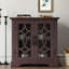 Spacieux buffet 34,15 "x 15,23" 33,12 "avec 2 portes en verre, tablette réglable, bois d'ingénierie rouge foncé pour la maison l 34,15" P 15,23 "P 33,12" H-131255740
