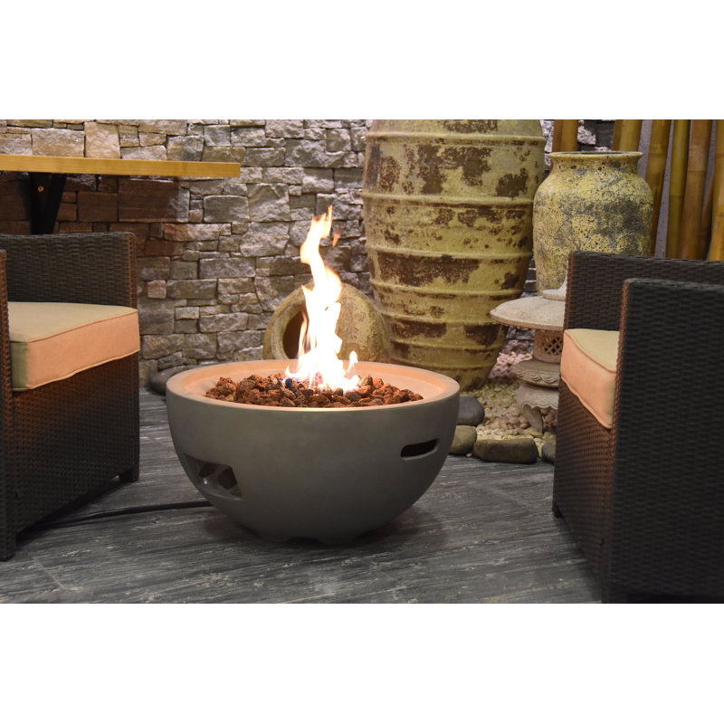Nantucket Gray Round Concrete Gas Fire Pit Table