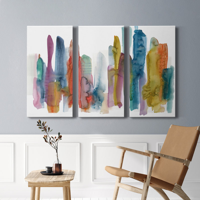 Spectre de l'horizon - peinture sur toile tendue 3 pièces, H 60 po x l 120 po x P 1 po