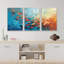 «Vibrant Orange Blue A School of Fish Nautical Ocean Modern Art Beachy Decor Chic Living Room» 3 pièces-100781374-100781372