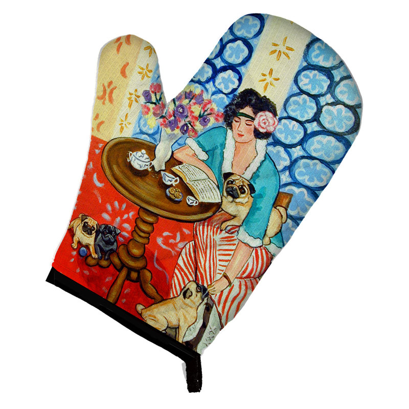 Caroline's Treasures : Gant de cuisine Â« Dame avec son carlin Â»