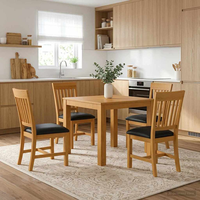 Oak Solid Wood Dining Set, 5