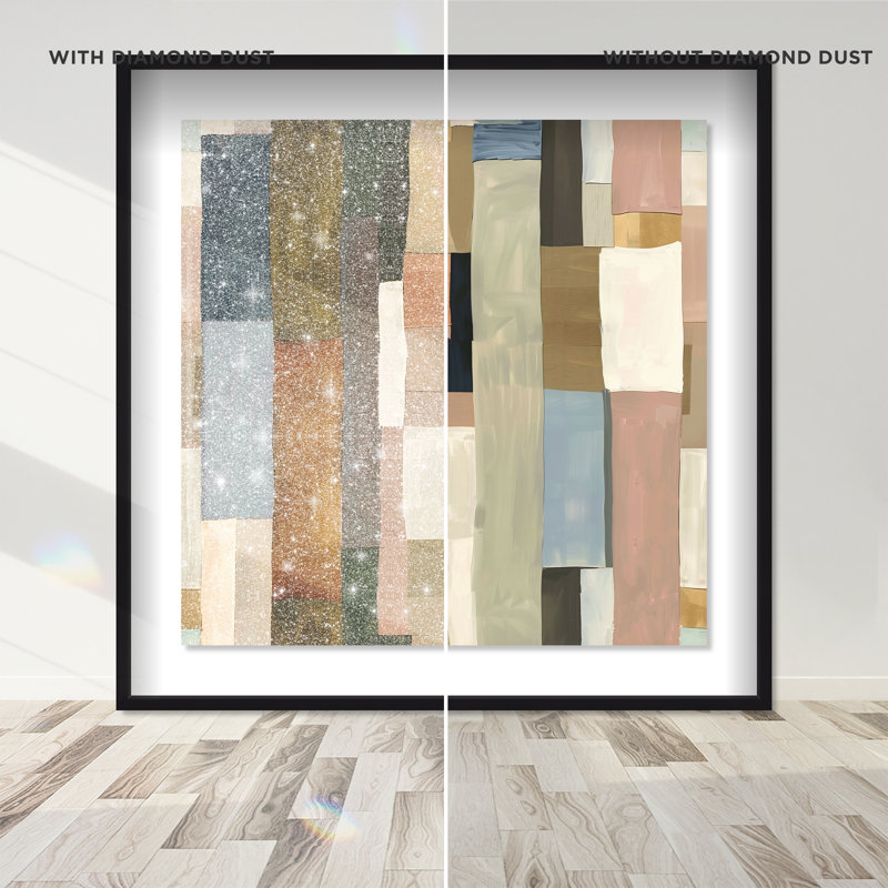 Beige Blocks II Shadowbox Abstract Print by Oliver Gal, Black Frame, 12 x 12, 21.5"H x 21.5"W, Black Frame