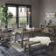 Ensemble de 2 chaises d'appoint rembourrées, siège en polyester gris froid, structure en bois massif, pieds en bois naturel vieilli, style industriel pour la cuisine ou la salle à manger