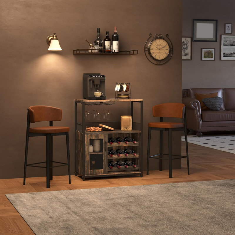 3-Tier Wine Bar Cabinet, Removable Wine Rack, Glass Holder & Mesh Doors – Buffet Sideboard for Kitchen, Living Room, or Home Bar