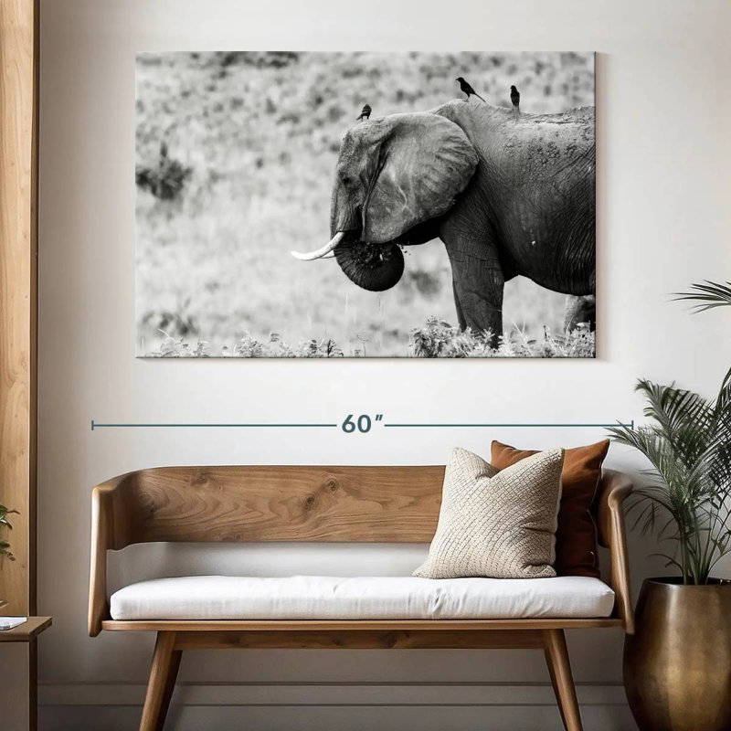 Éléphant et ses amis, H 34 po x l 51 po
