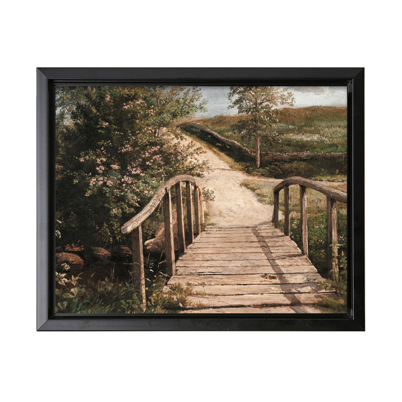Pont sur un ruisseau à Assens, Fionie, Black Framed, Canvas, 24"H x 32"W