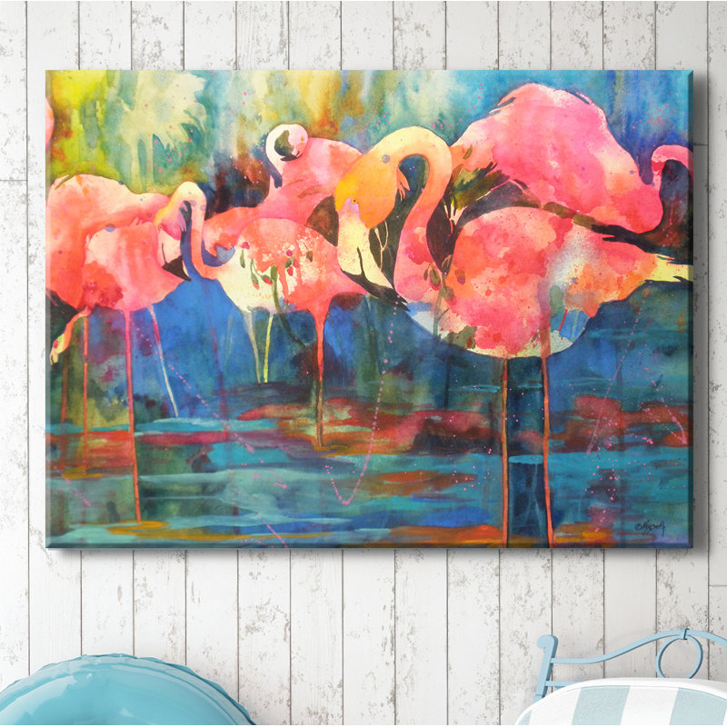 Flirty Flamingos - Print on Canvas