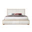 Grand lit en chenille et noyer beige Kaleea