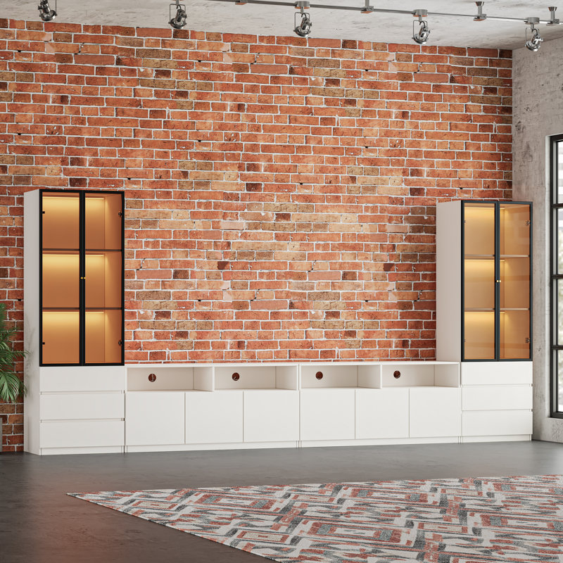 Meuble audio-vidéo blanc Hestia, H 70,9 po x l 141,7 po x P 15,7 po, Blanc
