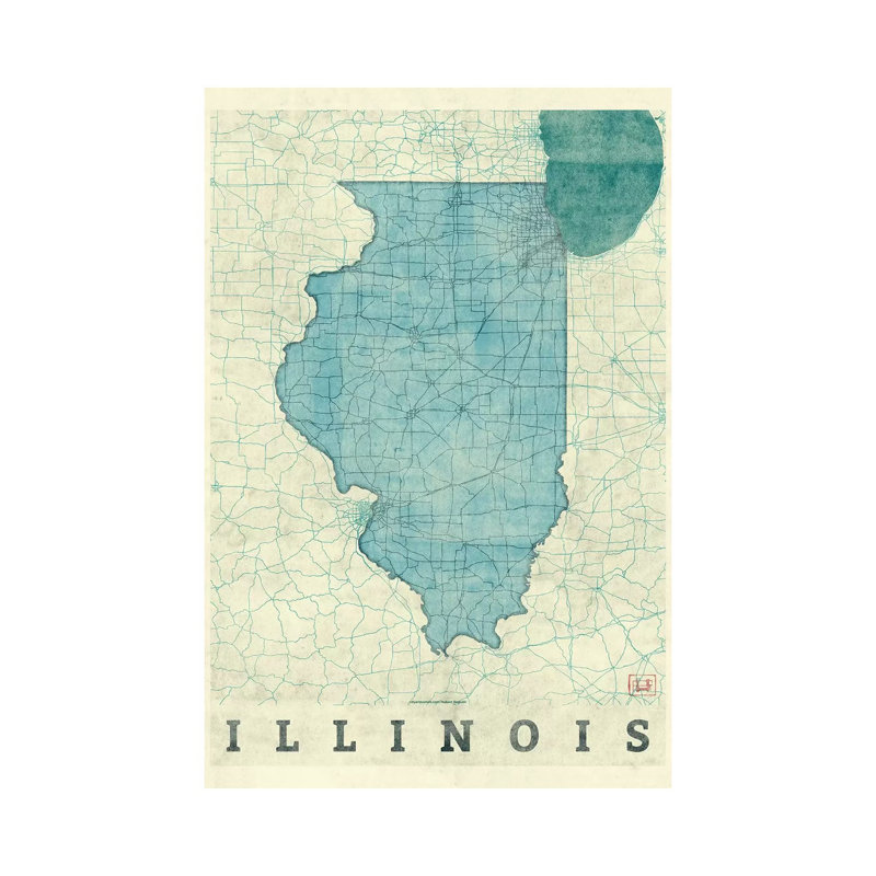 Illinois Map by Hubert Roguski - Wrapped Canvas Print, 30.48 cm H x 45.72 cm W