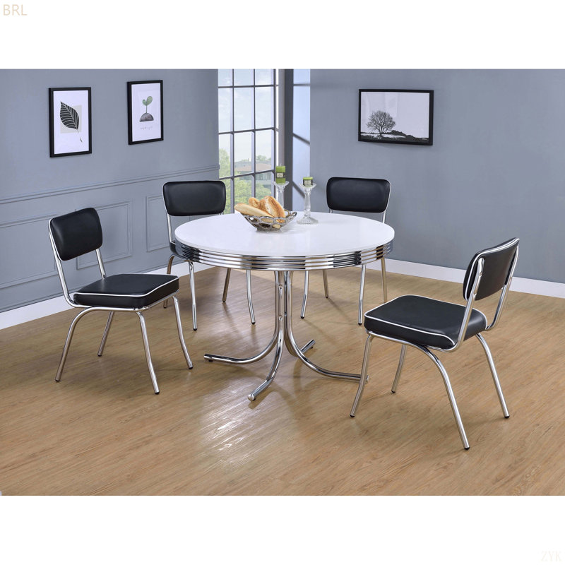 Marla White And Chrome Dining Set