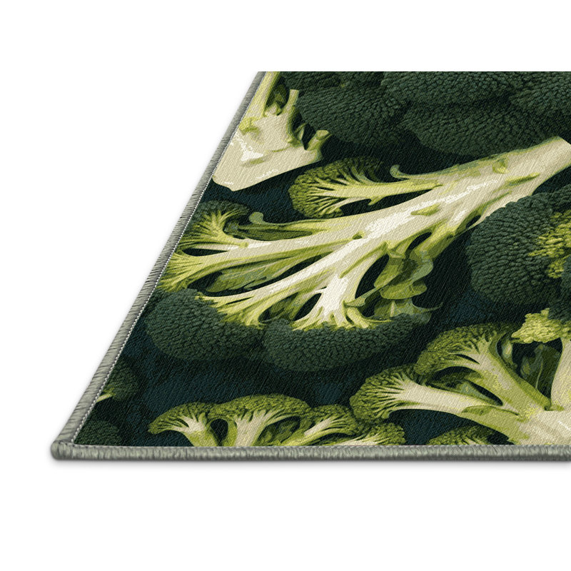  Tapis lavable avec légumes Romanesco, Rond 8 pi
