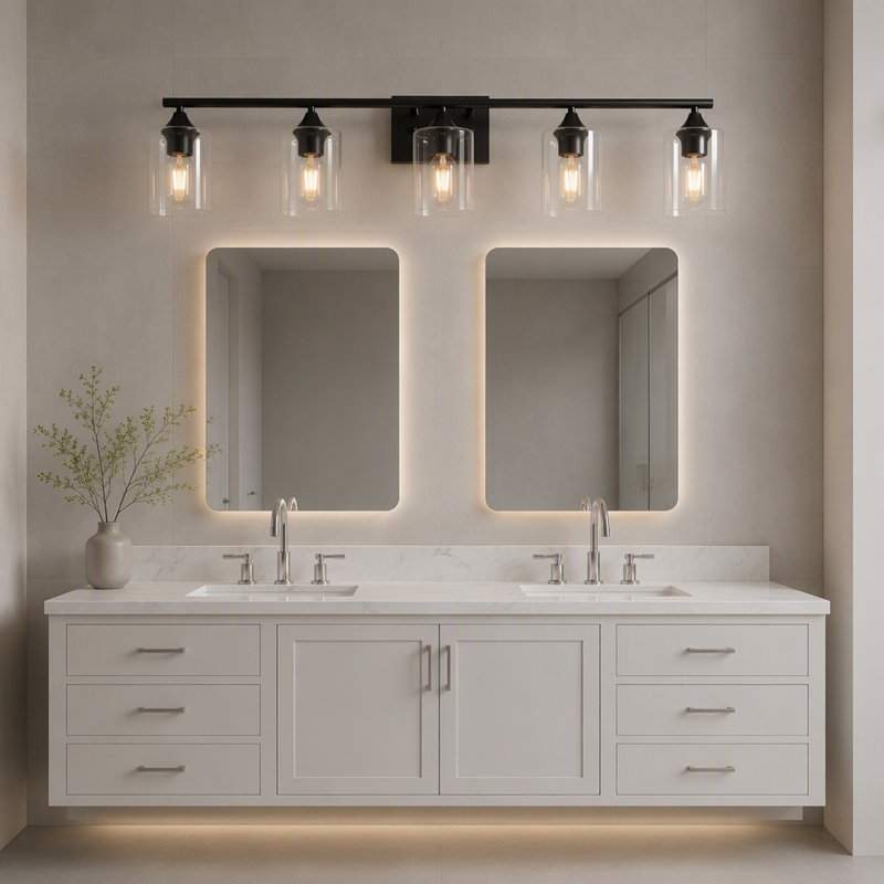 Applique murale 5 lumières en verre noir mat, 5 lumières noires