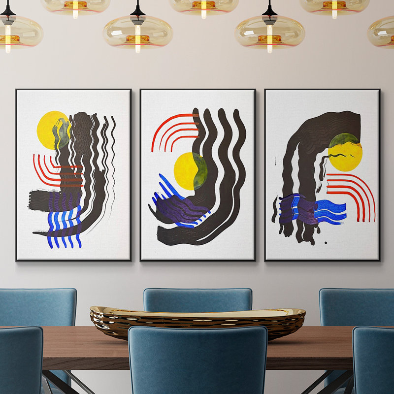 " Shifting I " 3 - Pieces, 48" H x 96" W x 2" D, Black
