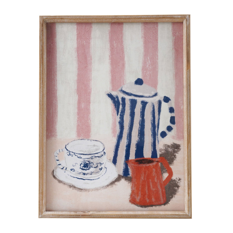 Décoration murale encadrée en bois de sapin et en verre avec une nature morte de cuisine rétro (chacun peut varier)