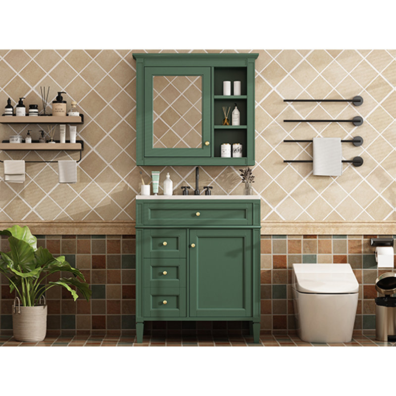 Ensemble de meuble-lavabo autoportant de 30 po avec lavabo supérieur, armoire de rangement de salle de bain avec 2 tiroirs et un tiroir basculant