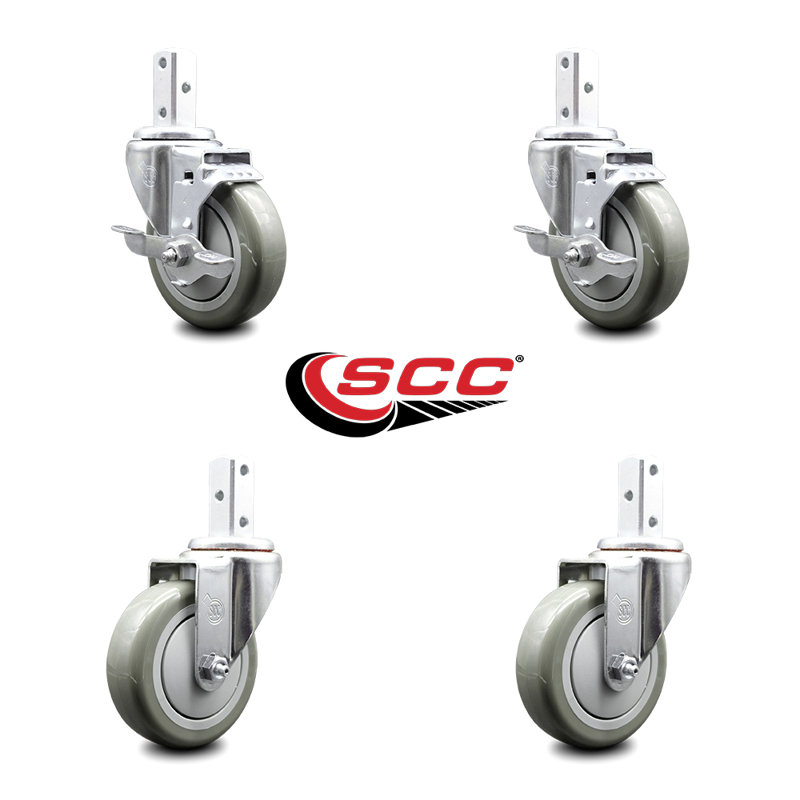 4 Piece Polyurethane Caster Set, Grey