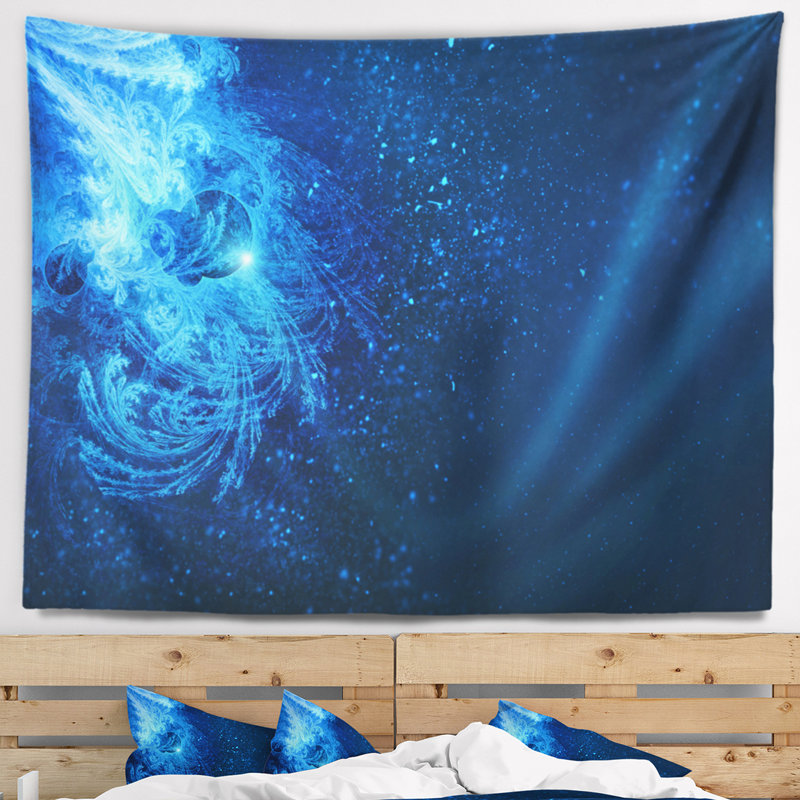 Tapisserie de neige tombant bleu Abstract, H 32 po x l 39 po