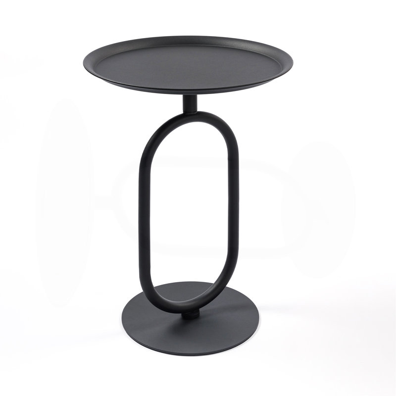 Lantern-Shaped Metal End Table, 24" H x 17.7" L x 17.7" W, Black