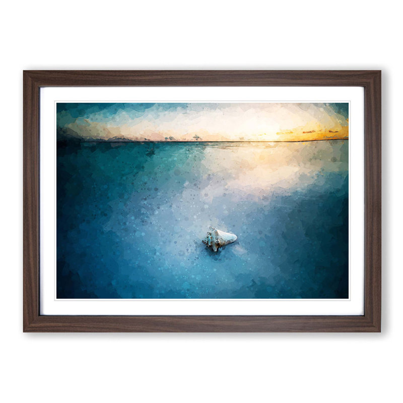 Shell upon the Beach in Abstract - Picture Frame Graphic Art Print, 60cm H x 91cm W x 2cm D, Walnut