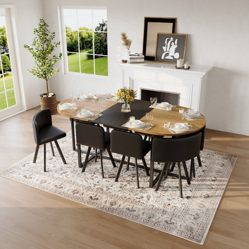 Ensemble de table de salle à manger ovale deux tons avec 8 chaises