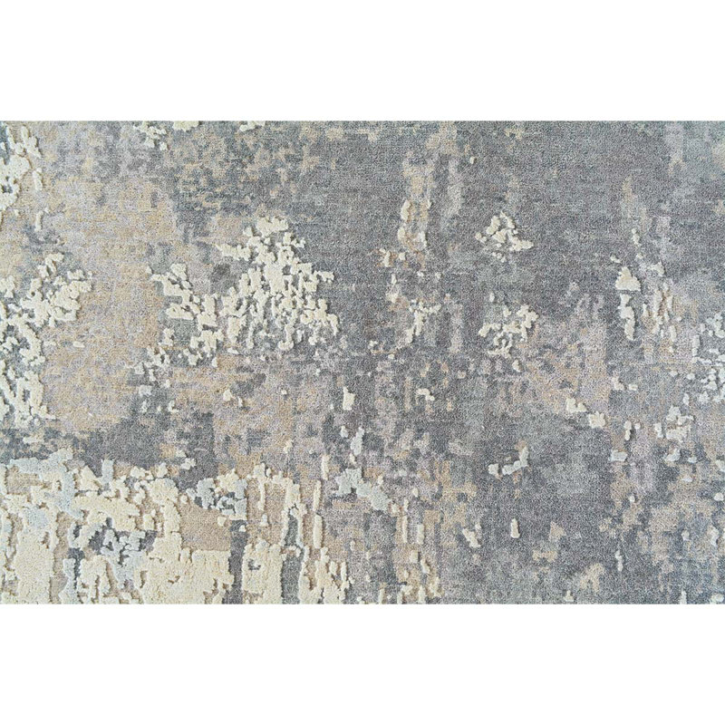 Hand Woven Silk and Wool Area Rug, Rectangle 4' x 6'