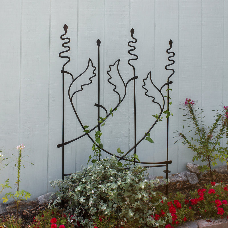 Acanthus Black Metal Garden Fence Trellis, 47" Height