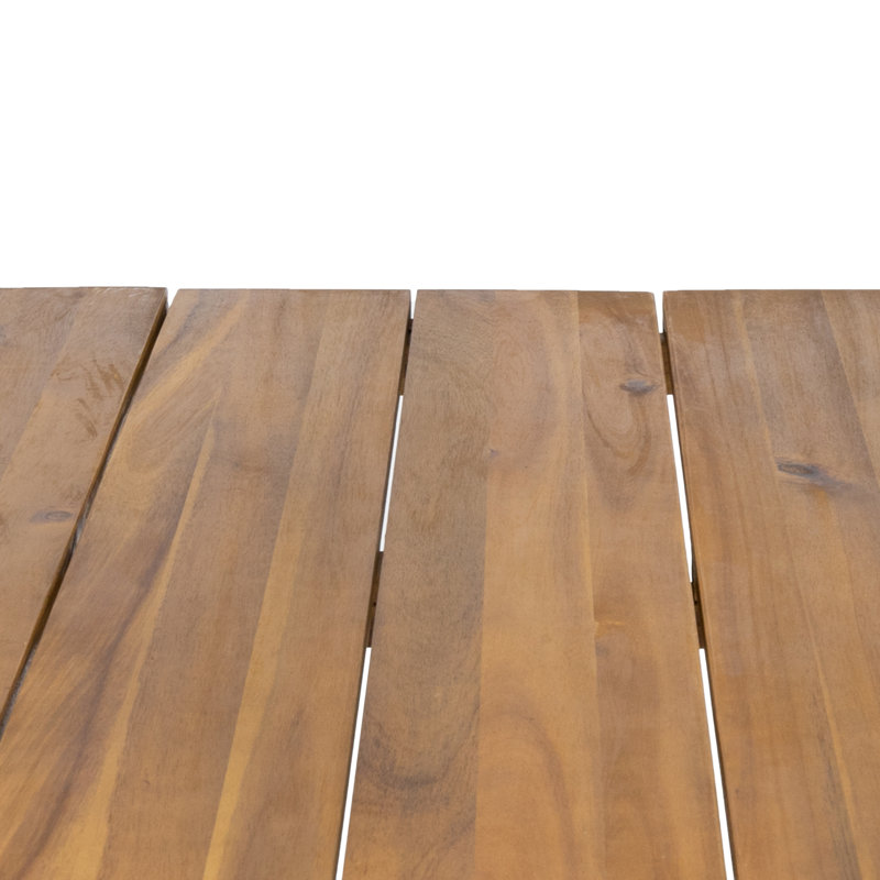 Vikesha Acacia Solid Wood Top Metal Base Dining Table