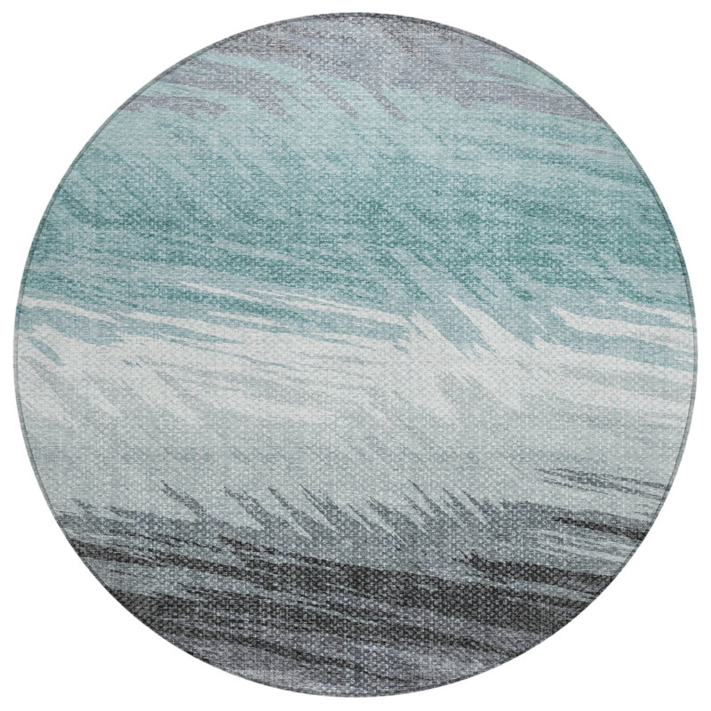 Machine Washable Indoor/Outdoor Jenning ACN2272 Stripes Rug, Round 8'