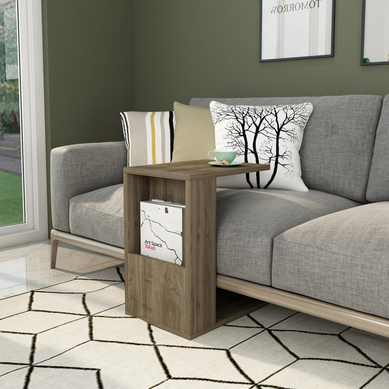 Table de bout avec tablette de rangement Brothwells, Noyer, Noyer