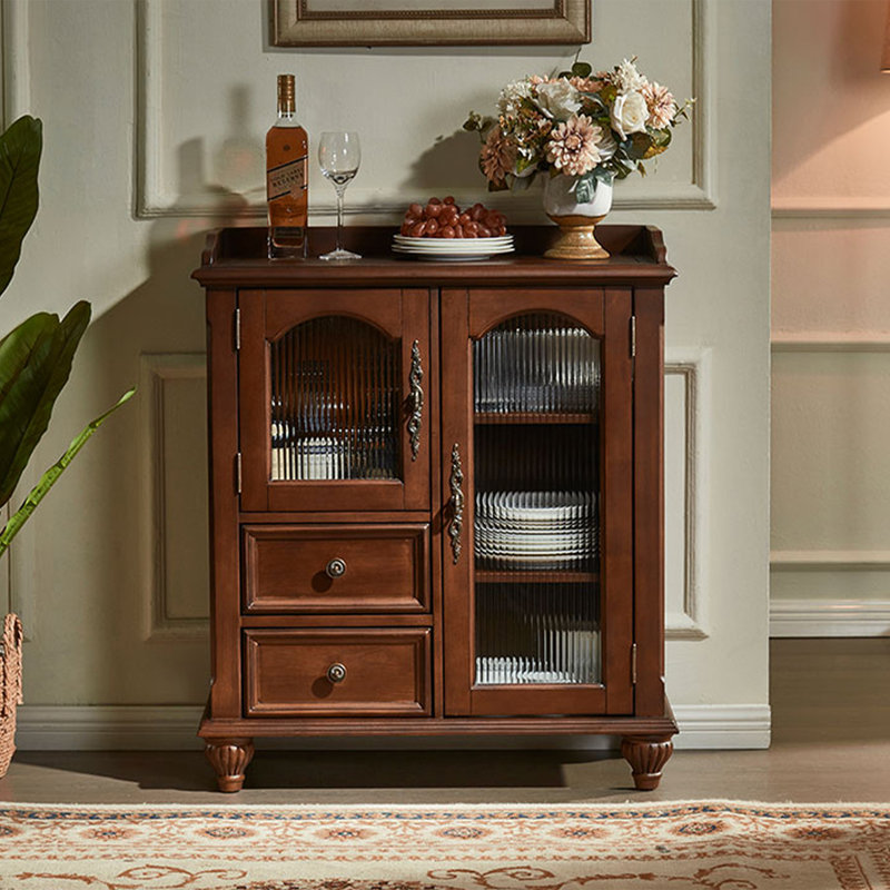 Buffet en bois de noyer massif, H 37,01 po x L 38,98 po x l 14,57 po