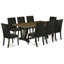 Ensemble de 9 pièces comprenant un magnifique plateau de table moderne en lin blanc et 8 chaises parsons de cuisine kaki foncé avec têtes de clou et dossier courbé, finition jacobine patinée-1733727678