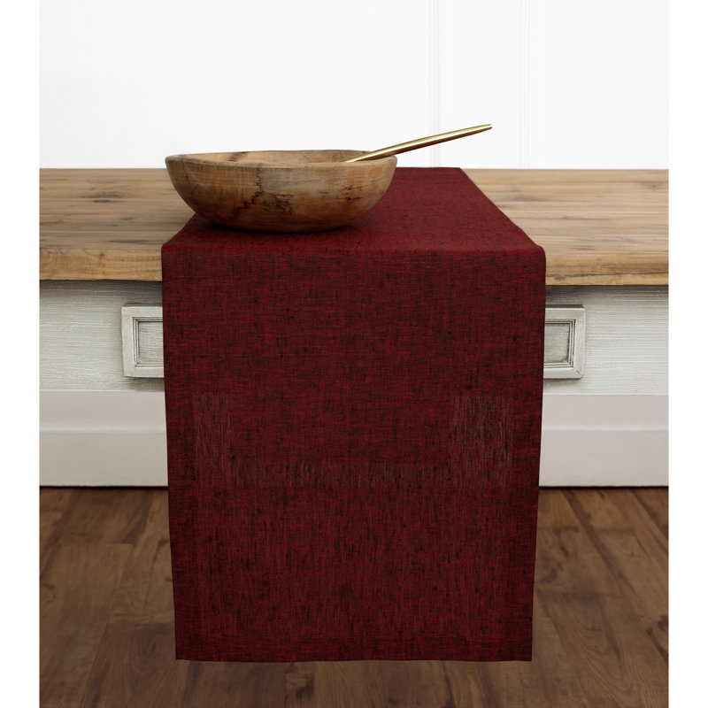 100% Pure Linen Table Runner - Athena, 108" x 14", Red Garnet