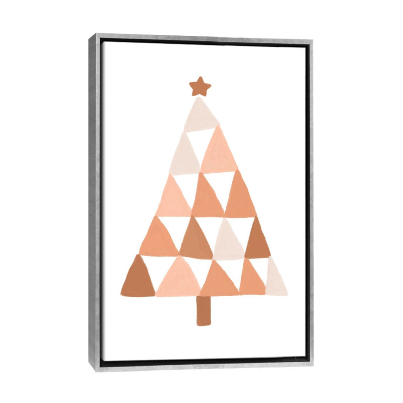 Arbre de Noël pastel par Orara studio-reproduction d’art, H 26 po x l 18 po x 1,5 po, Toile avec cadre argenté, Pas de tapis
