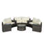 Ensemble modulaire de patio rond en demi-lune 11 pièces avec table basse en verre trempé et osier résistant aux intempéries-1357837489