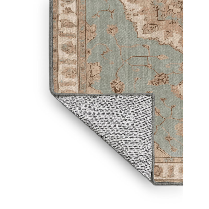 Tapis gris Tabriz lavable à la machine