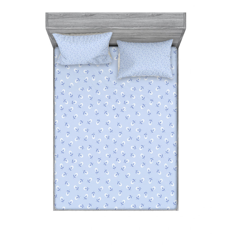 Microfiber Floral Sheet Set, Full/Double Sheet Set with Fitted Sheet