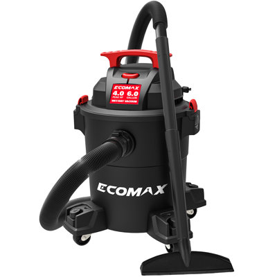 ECOMAX Wet Dry Vacuum 6 Gallon, 4 HP 85 CFM 3-in-1 Shop Vac with Suction/Blow/Wet Dry Function, Heavy-Duty Portable Poly Wet/Dry Vac Car Vacuum for Workshop, Jobsite, Garage and Home Cleaning