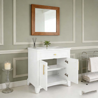 28" Modern Bathroom Vanity Sink Combo with Painted Surface